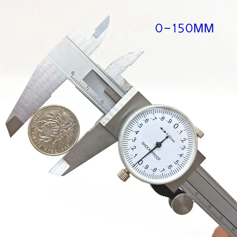 150mm//0.001inch Mini Dial Caliper Shock-proof Stainless Steel Measuring Tool