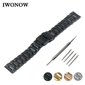 

Stainless Steel Watch Band 16mm 18mm 20mm 22mm 24mm for Fossil Safety Buckle Strap Wrist Belt Bracelet Black Rose Gold Silver