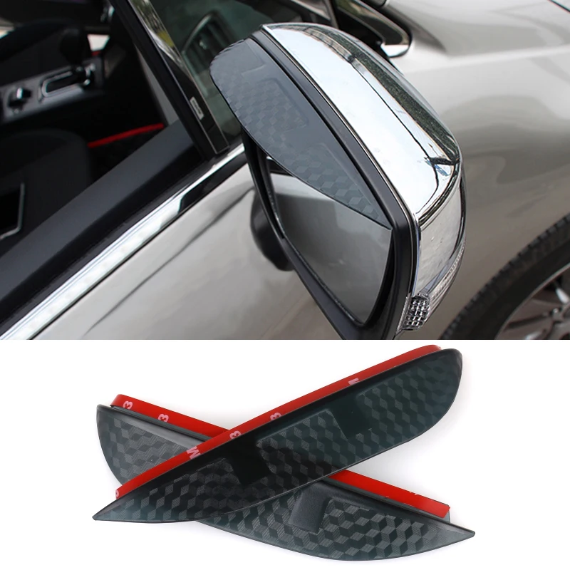

Car Styling Carbon rearview mirror rain eyebrow Rainproof Flexible Blade Protector Accessories For Skoda Fabia 2012
