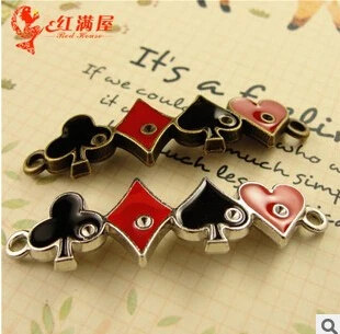 

A3045 free shipping 30pcs/bag size 47*13mm playing card silver&bronze Antique diy pendant Jewelry finding for chain accessories