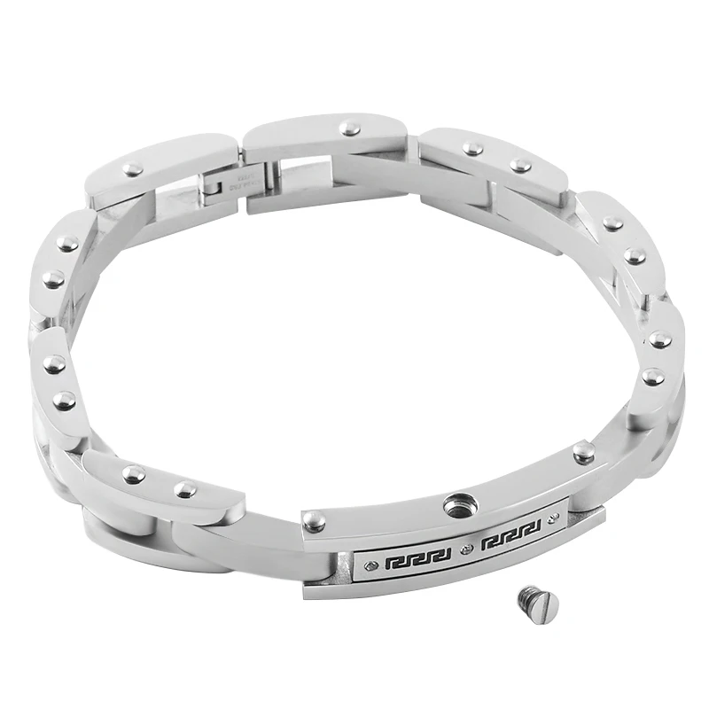 

High Grade Watch Bracelet Mens Jewelry Black Crystal Inlay Stainless Steel Memorial Urn Bracelet Cremation Jewlery for Ashes