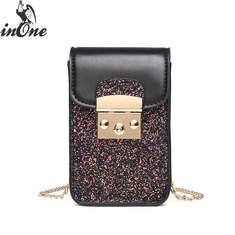 

INONE Luxury Mini Crossbody Messenger Bags for Women 2019 Bolsa Feminina Shinny Glitter Finish Bag Cell Phone Case Travel Purse