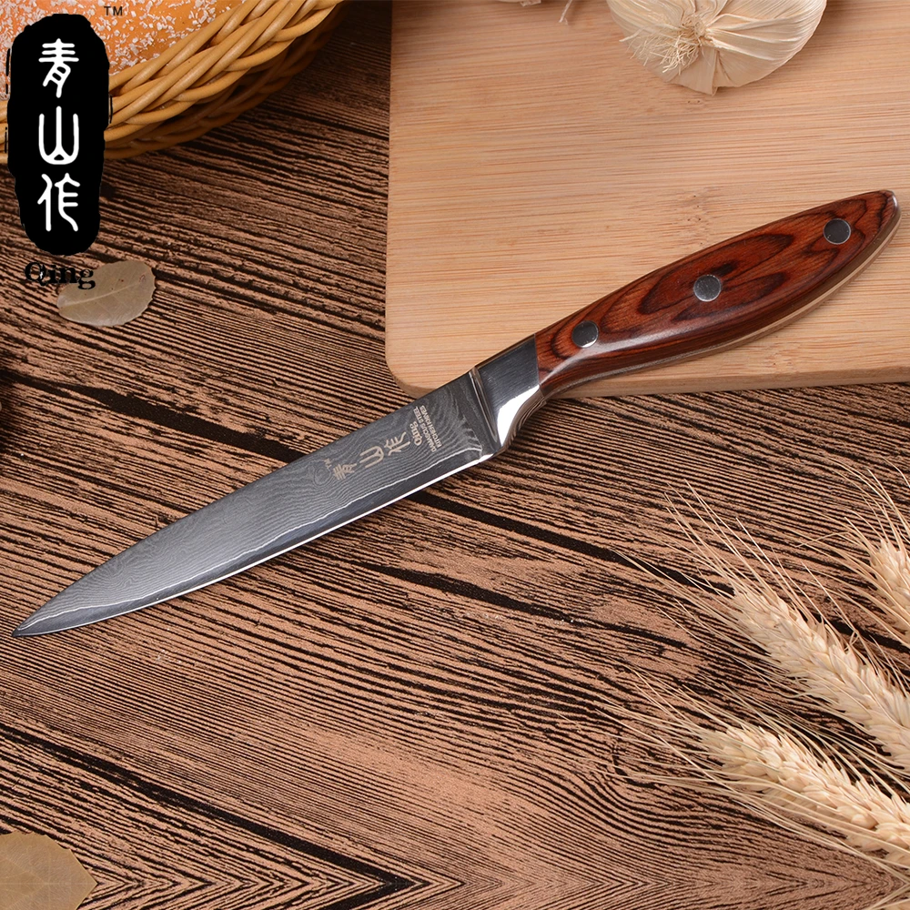 QING VG10 Damascus Steel Kitchen Knives Fruit Utility Santoku Bread Slicing Chef Kitchen Knife Gyutou Meat Cleaver Cooking Tools
