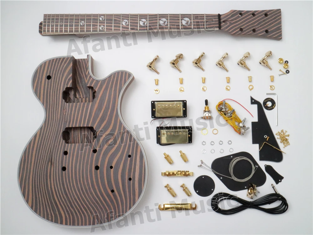 

New ALP design! Zebrawood Body, Neck & Fingerboard Pango Music DIY ALP Electric guitar Kit (PLP-014B)
