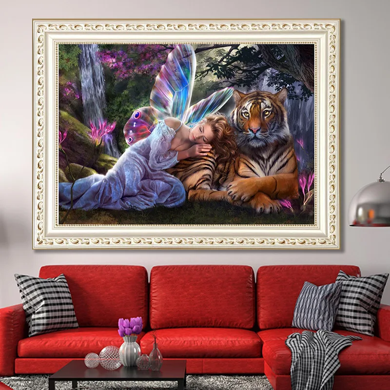 

Fashion Elves and tigers Diamond Painting 5D Diamond Painting Cross Stitch Diy Picture Paste Home Decor Gift cross embroidery
