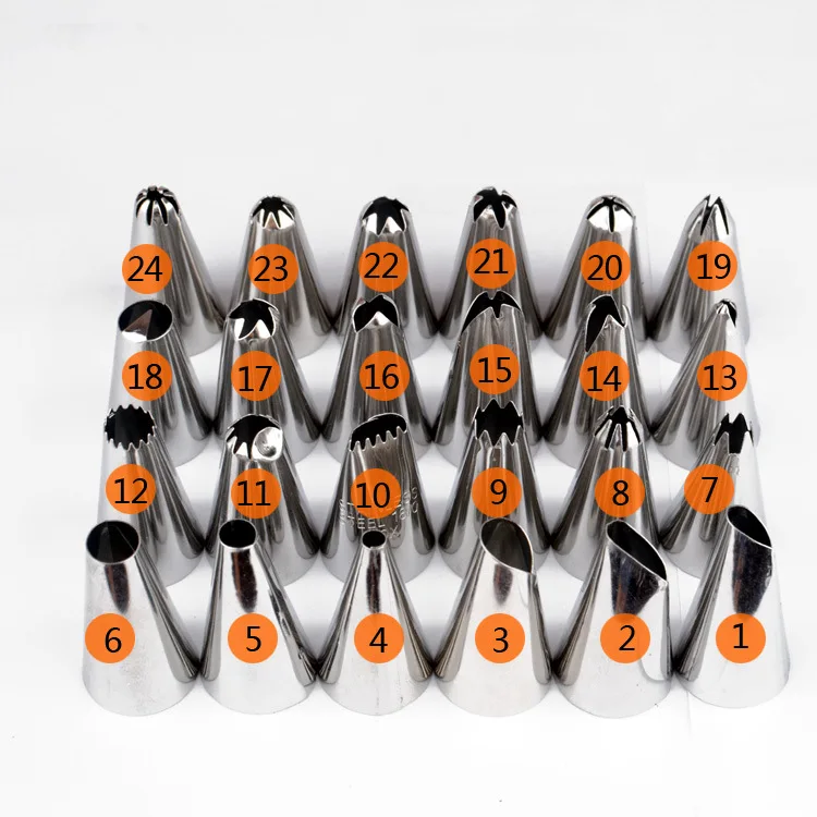 24Pcs/Set Stainless Steel Bakeware set Cake Cookies Cream Puffs nozzles Crowded Flower Pastry Tips nozzles set Suit 24Pcs/Set Stainless Steel Bakeware set Cake Cookies Cream Puffs nozzles Crowded Flower Pastry Tips nozzles set Suit