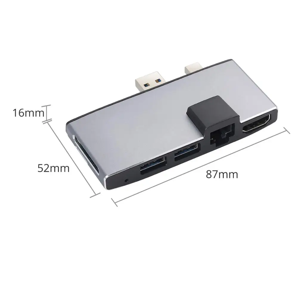  eSYNiC Portable For Surface Pro hub With 1000M Ethernet LAN+2 Port USB 3.0+Mini DP to HDMI + SD/TF(