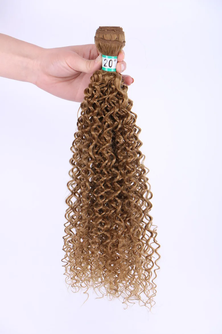 Kinky Curly синтетические волосы Weave Связки, 1"-30" 100 г синтетические волосы уток для женщин 1 пучки - Цвет: #27