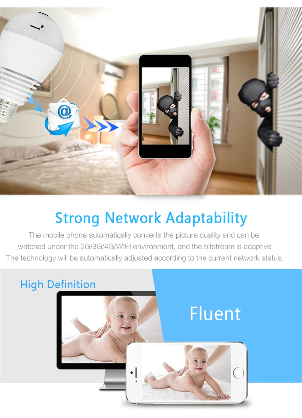 Wistino 960P Wireless VR Panoramic IP Camera Bulb Light Wifi FishEye 360 degree CCTV Surveillance Security Monitor Comone 1 (7)