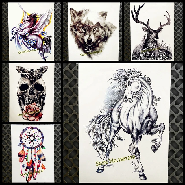 Black Horse Sketch Temporary Tattoo Stickers Women Men Body Art Arm Legs Fake Tatoo 21x15CM Large Transfer Flash Drawing Tattoos Black Horse Sketch Temporary Tattoo Stickers Women Men Body Art Arm Legs Fake Tatoo 21x15CM Large Transfer Flash Drawing Tattoos