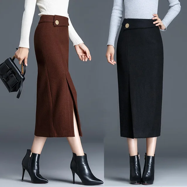 Buy Autumn Winter Woolen Skirt Women Sexy Elegant Warm