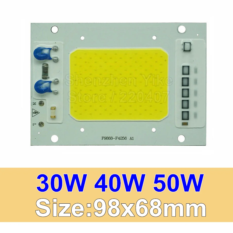 COB светодиодный чип лампы 30 Вт 40 Вт 50 Вт 100 Вт 150 Вт светодиодный Лампа COB 220 В Smart IC холодный теплый белый Светодиодный прожектор чип