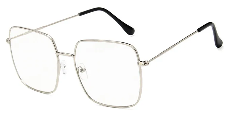 Silver Clear Lens Женские брендовые винтажные дизайнерские солнцезащитные очки прямоугольные солнцезащитные очки ретро черные очки квадратная рамка для очков Oculos De Sol - Цвет линз: Silver Clear Lens