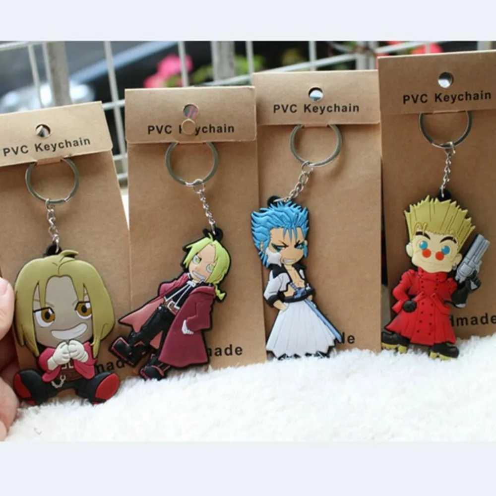 

Fullmetal Alchemist Cartoon PVC Keychain Edward Elric Jean Havoc cosplay Anime Chaveiro Bag pendant Keyring Jewelry Accessories