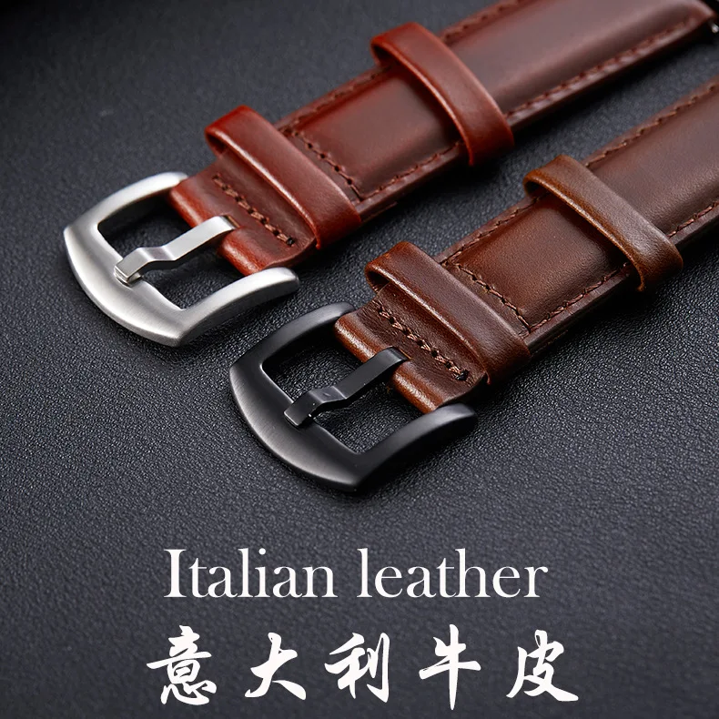 Quick Release Leather Watchband Black Brown Watch Band Wrist Strap 18mm 20mm Smart Watch Strap Accessories Replacement
