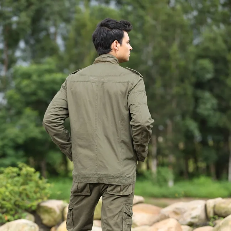 Брендовые качественные мужские куртки армейский зеленый стоячий воротник куртки на молнии обычные пустые осенние куртки и пальто мужская одежда MS-623