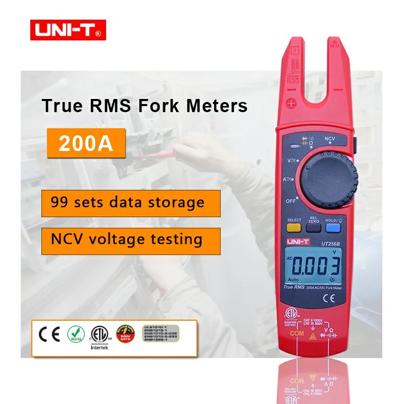 UNI-T цифровой вилка Тип клещи UT256B True RMS Авто мультиметр 200A AC DC Токоизмерительные метров НТС Тестер Вольтметр ом