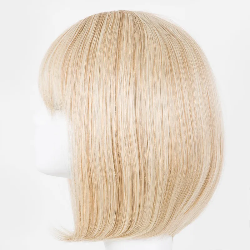 Парик блонд Fei-Show синтетические термостойкие волокна средняя часть линии с челкой шиньоны короткие волнистые волосы женский костюм набор волос