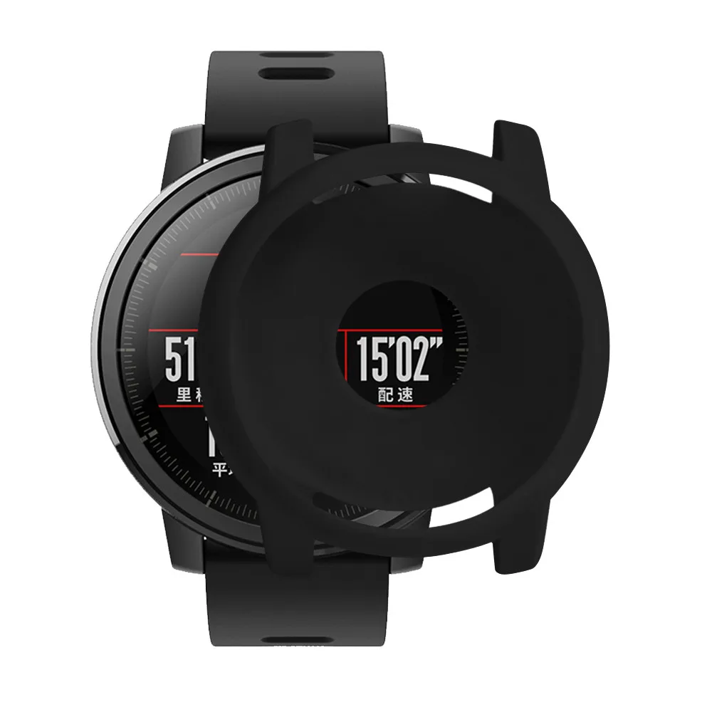 Силиконовый протектор для часов рамка корпуса для Xiaomi Huami Amazfit Strato 2 S спортивные часы 2 красочные замена полная защитная оболочка - Цвет: Black