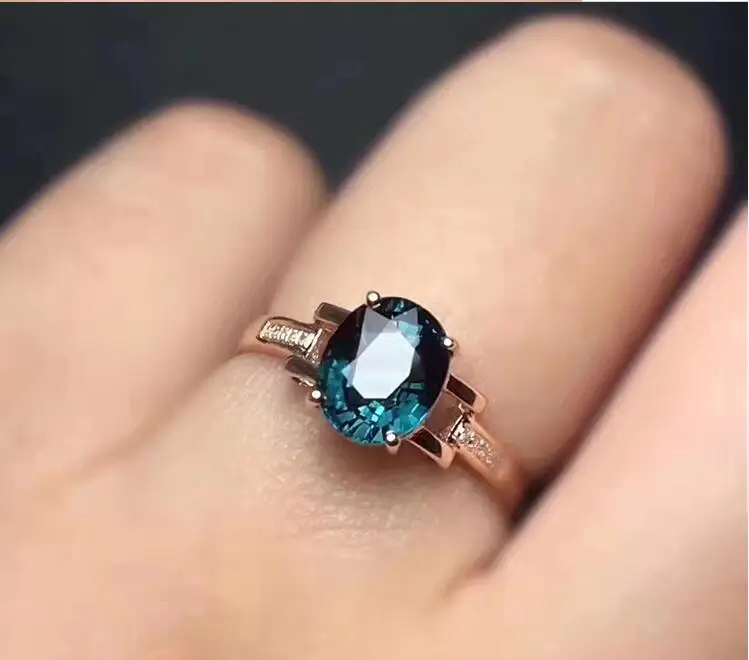 Кольцо с топазом,, кольцо из стерлингового серебра 925 пробы с натуральным голубым топазом, кольца с голубым камнем 5*7 мм