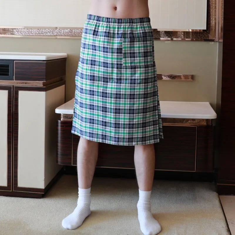 Новое мужское нижнее белье клетчатая хлопковая ночная рубашка пижамные штаны мужской Халат смешные под брюки