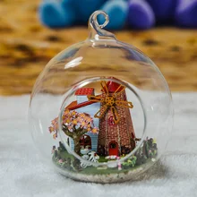 Элегантный DIY кукольный домик Миниатюрный с мебели стеклянный шар пеньковая веревка ручной работы Каса подарок игрушки для детей G014# D