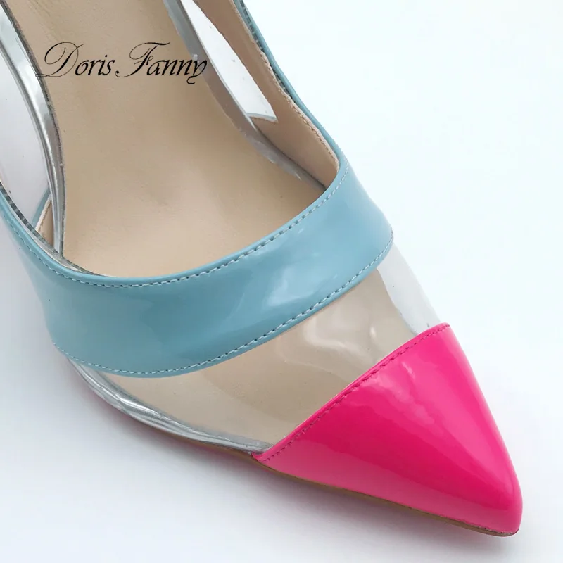 Doris Fanny 2019 Shoes Woman See Through PVC Transparent multicolors women pumps ladies shoes stiletto high heels