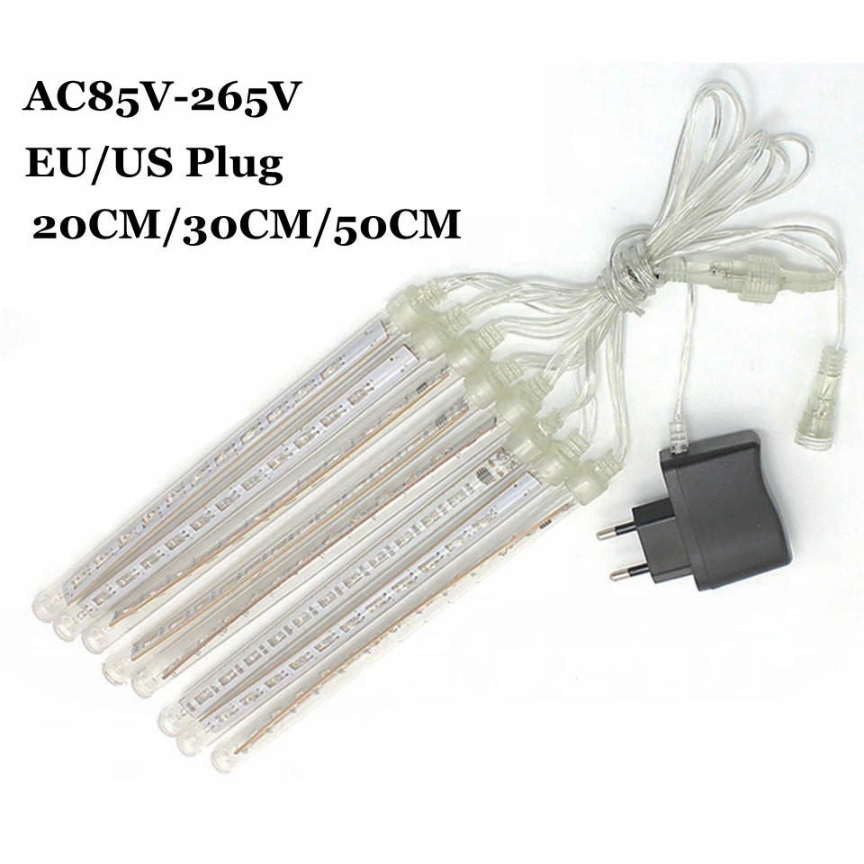 Ac85-265v 30 cm 50 cm 8 Meteor Shower Chuva Tubos de Luz Conduzida da Corda ao ar Livre à Prova d' Água para o Natal Festa de Casamento Decoração 6 Fios de LED