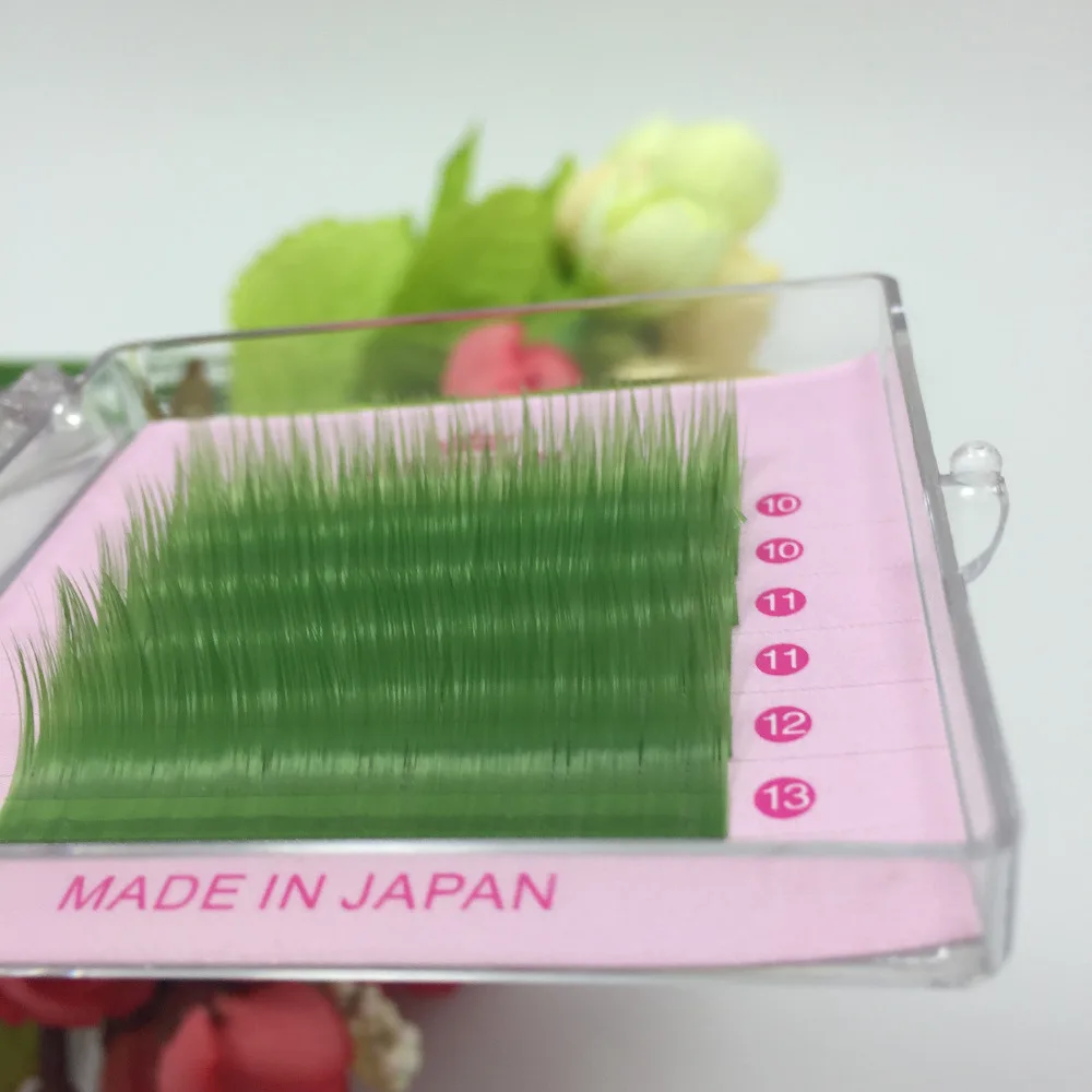 

C curl green color lash individual eyelash volume lashes 0.07mm colored false fake eyelashes extensions
