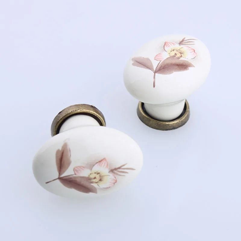Rustico rural ceramic kitchen cabinet cupboard door handles oval bronze drawer tv table shoe cabinet