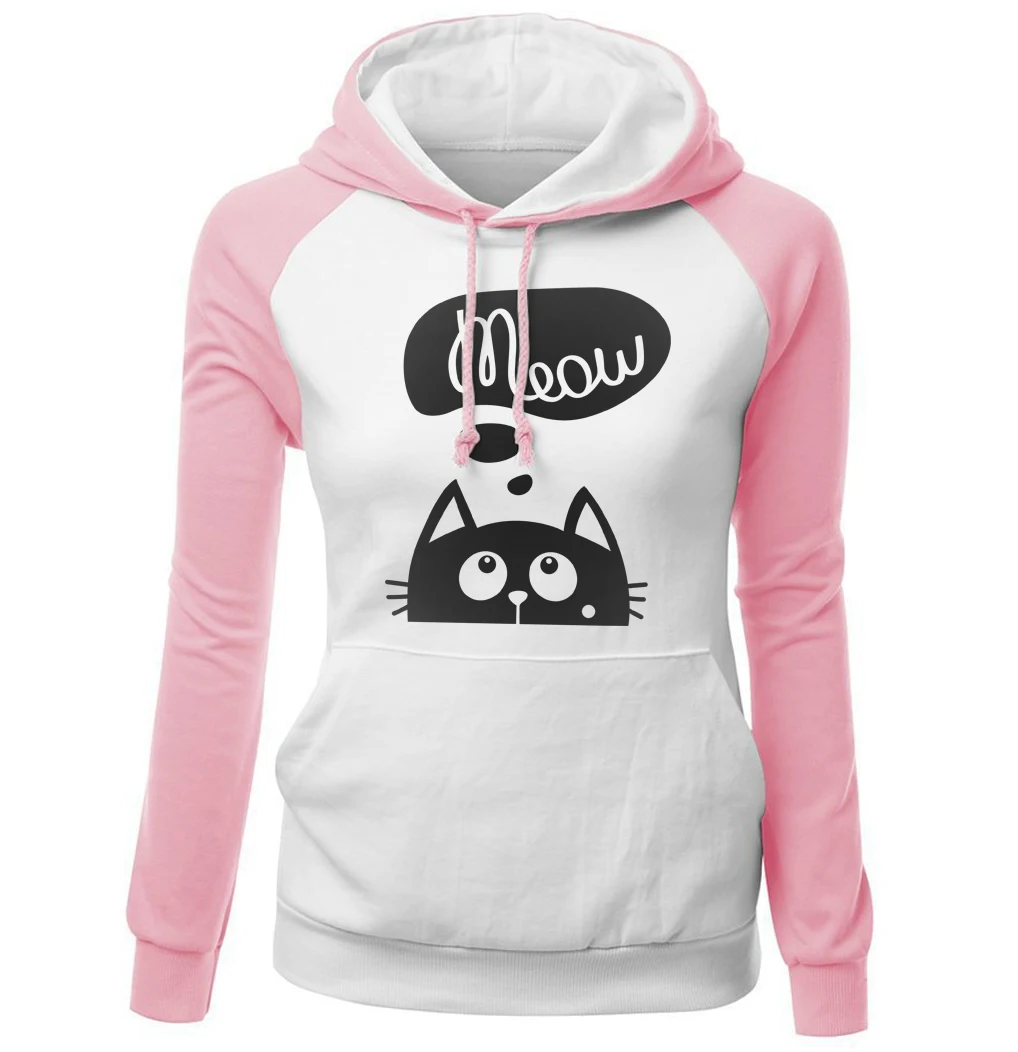 otoño invierno nuevas sudaderas con capucha para mujer sudadera Kawaii gato estampado moda