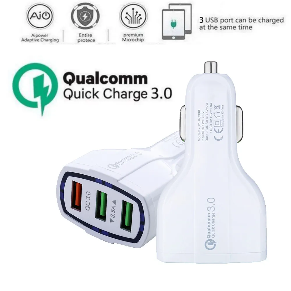 3 USB QC 3,0 быстрое автомобильное зарядное устройство Quick Charge 3,0 для iPhone samsung Xiaomi htc gps El cargador