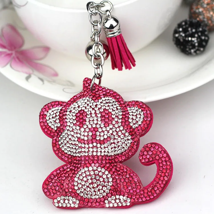 Rhinestone Monkey Key Chains Rings Holder Crystal For Women