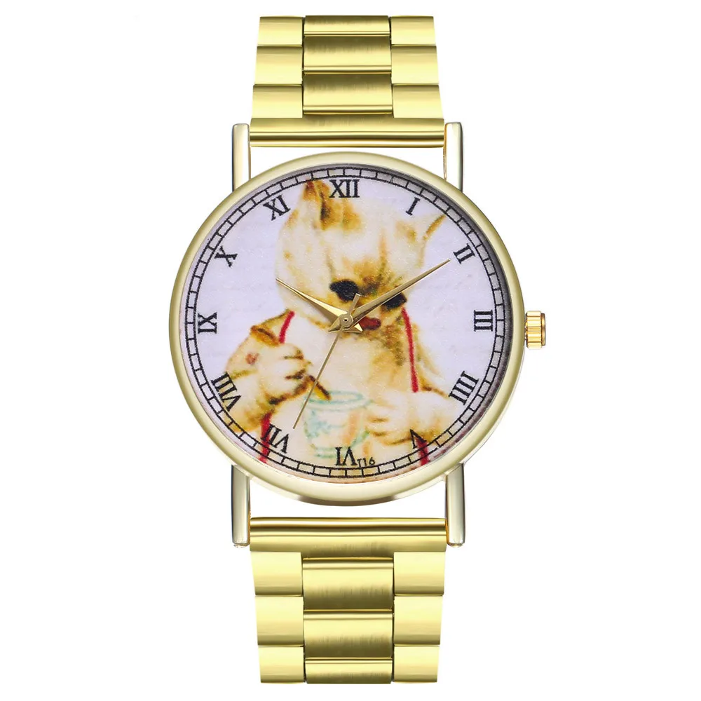 

Wronged cat Stainless Women Watches Flowers Luxury Dial Business Wristwatch Female Quartz Gift Clock relogio feminino 999