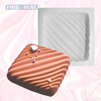 

Mousse Cake Mold Twill Ripples Lines Square Shape Fondant Cake Non-Stick Silicone Mousse Moulds Cake Chocolate Craft Decoration