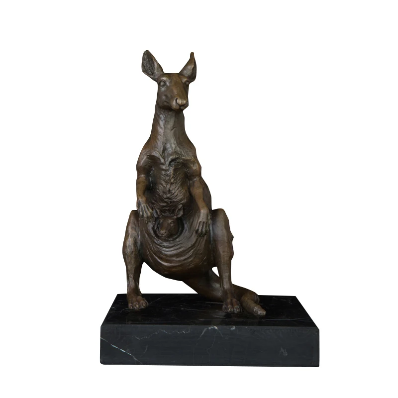 

DW-078 Bronze Wild Animal Art Ornament Casting Bronze Kangaroo And Baby Statue Sculpture Kangaroo Figurines For Home Decoration