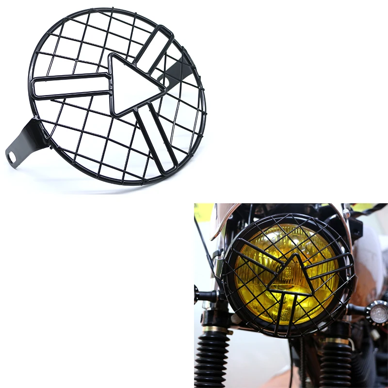 

Universal Retro Black Motorcycle Headlamp Cover Mask Motorbike Headlights Grill Scooter Protection Net Motor Vintage Light Shade