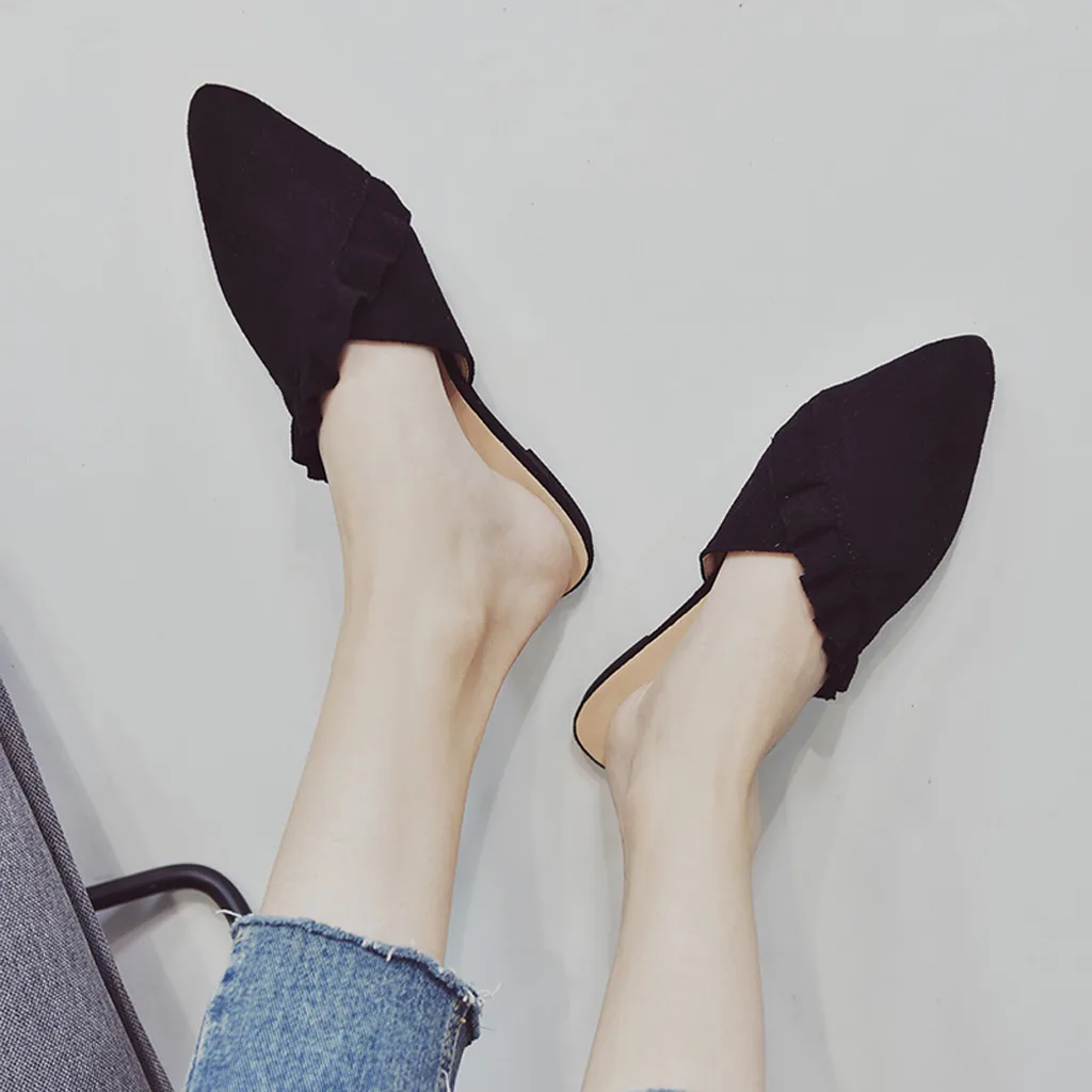 Women's Pointed Toe Sinlge Shoes Fashion Lazy Sandals Casual Ladies Slippers aqua shoes summer shoes women breathable beach