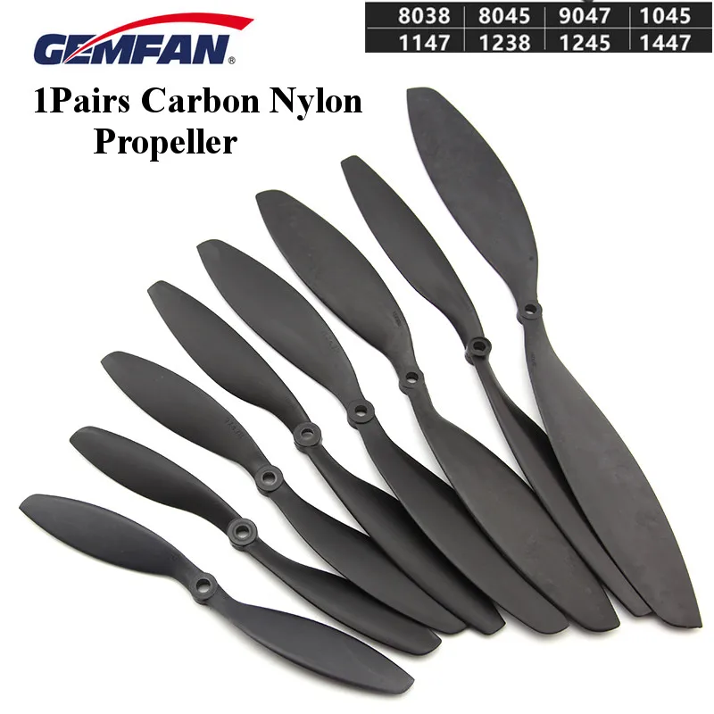 

1Pair Gemfan Carbon Nylon CW/CCW Propeller Blades Prop 8038 8045 9047 1038 1045 1050 1147 1238 1245 1447 for RC Drone Quadcopter