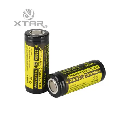 

XTAR 26650 5000mAh 3.7V Specially designed for high-performance flashlights Rechargeable Li-ion Battery