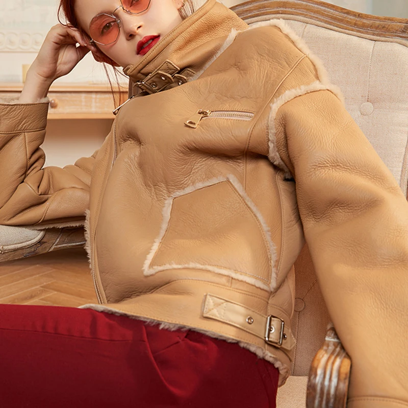 De Lvchi Mandarin Locomotive Turn Manteau 2019 Court Veste Véritable down Col Double Orange Fourrure Cuir Manteaux face En Réel gq4rqtF