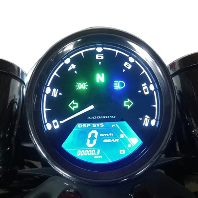 

1Piece Universal 12000RMP LCD Digital Speedometer Odometer Tachometer Fuel Meter 1-4 Cylinders Motorcycle Digital Gauge Refit