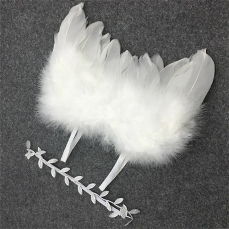 Newborn Photography Props Infant Baby Girls White Angel Feather Wings
