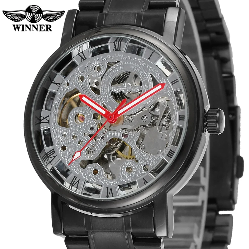 T Winner Мужские автоматические часы Montre браслет красные руки корпус из сплава с