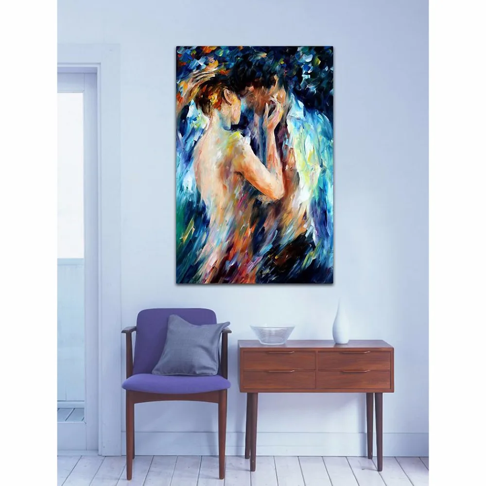 Love Couple Интимная картина телесного цвета Синяя абстрактная палитра нож маслом для
