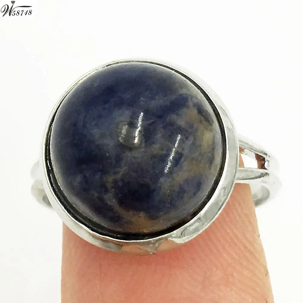 Кристальный лазурит тигровый глаз авантюрин Howlite Sodalite Goldstone Opal Jaspe синяя Песочная бусина кольцо 6,5~ 1" US Adjust WFH588 - Цвет основного камня: Sodalite C7214