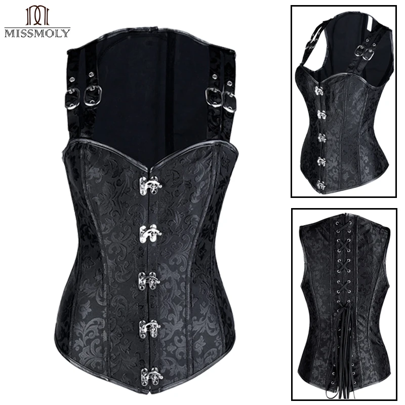

Steampunk Corset Gothic Bustiers Sexy Women Steel Bones Burlesque Tops Overbust Tummy Slimming Control Sheath Lingerie Clothes