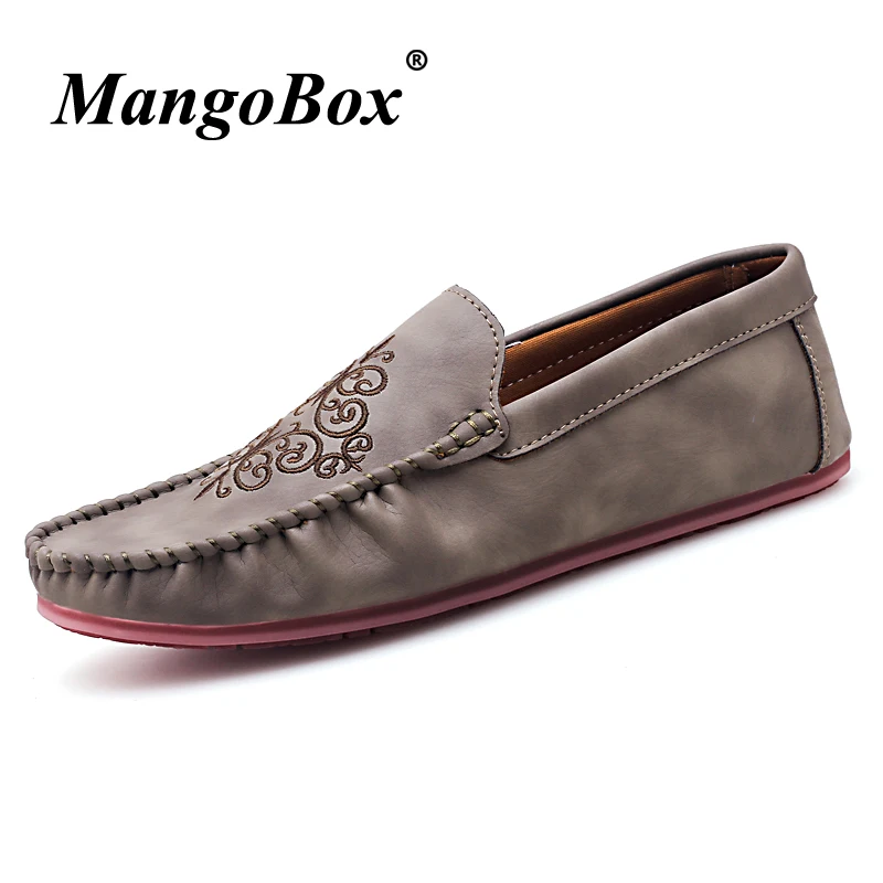 Driving Shoes for Male Black Brown Man Casual Spring Autumn Slip-on PU Leather Anti-slip Loafers Flat | Обувь