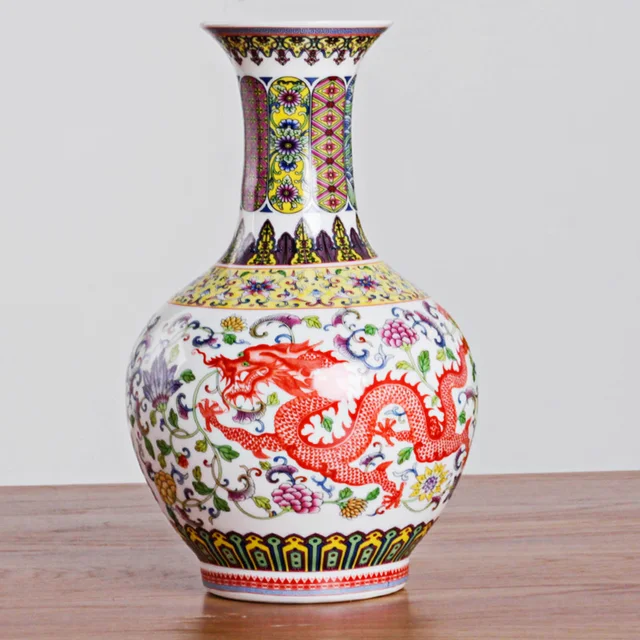 Jingdezhen Enamel Dragon And Pheonix Ceranic Vase Ancient Ming and Qing Porcelain 2