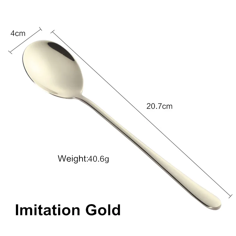 4 шт./партия 304 ложка из нержавеющей стали с длинной ручкой позолоченные розовые золотые десертные чайные корейские ложки - Цвет: 4 Light Gold Spoons